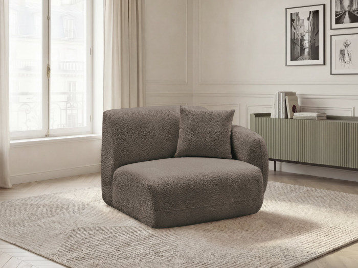 Chauffeuse 1 place avec accoudoir pour canapé modulable ANDA tissu chenille