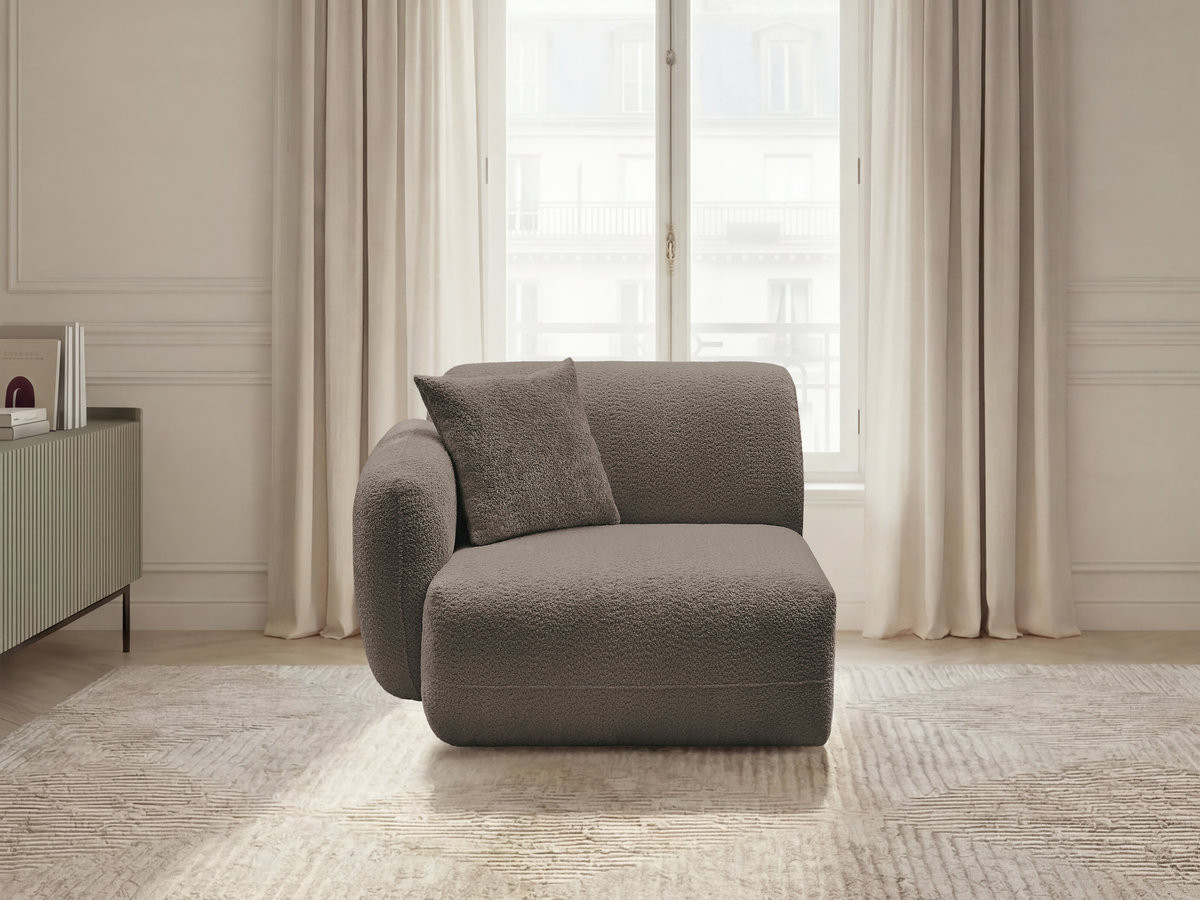 Chauffeuse 1 place avec accoudoir pour canapé modulable ANDA tissu chenille