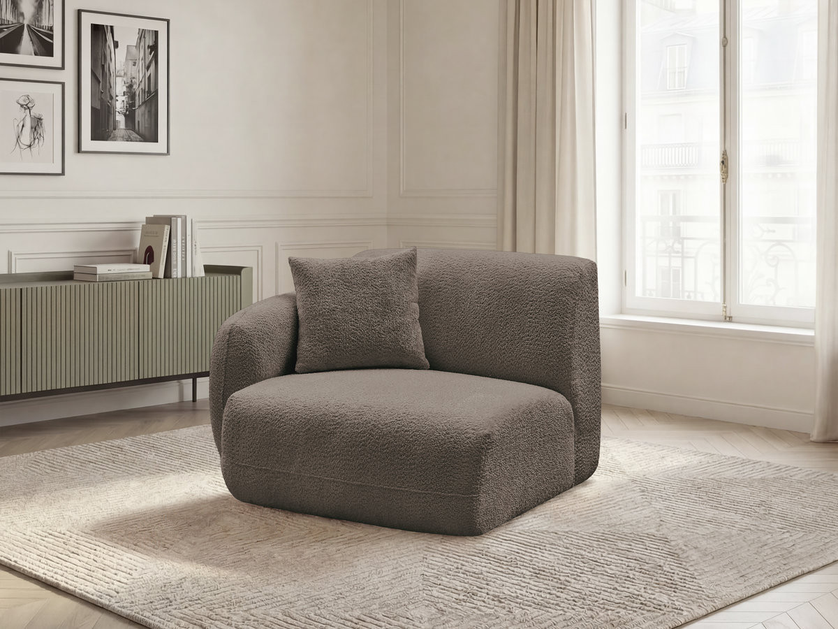 Chauffeuse 1 place avec accoudoir pour canapé modulable ANDA tissu chenille