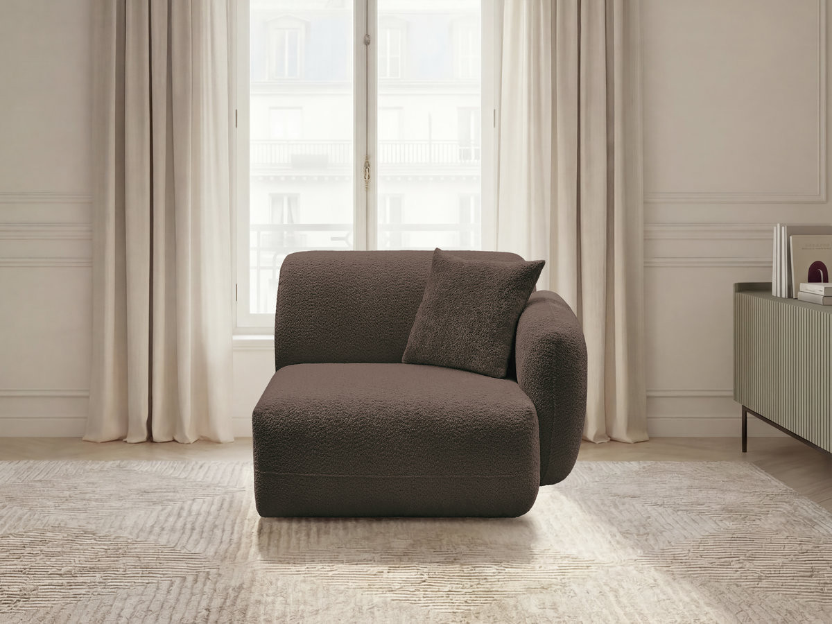 Chauffeuse 1 place avec accoudoir pour canapé modulable ANDA tissu chenille