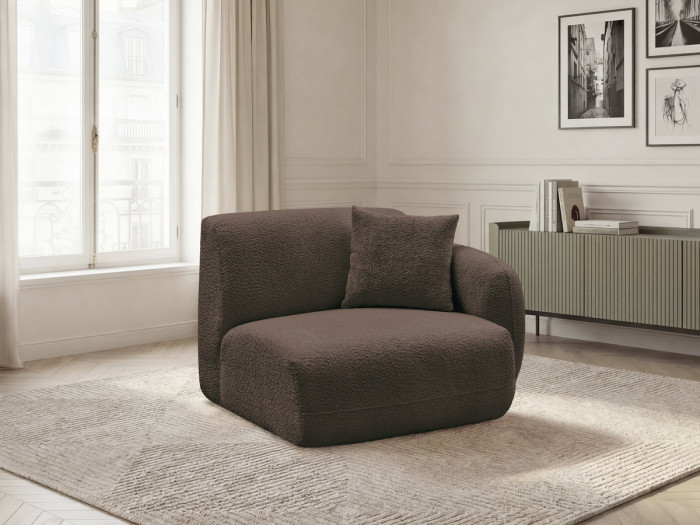 Chauffeuse 1 place avec accoudoir pour canapé modulable ANDA tissu chenille