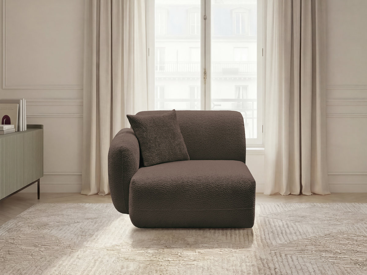 Chauffeuse 1 place avec accoudoir pour canapé modulable ANDA tissu chenille