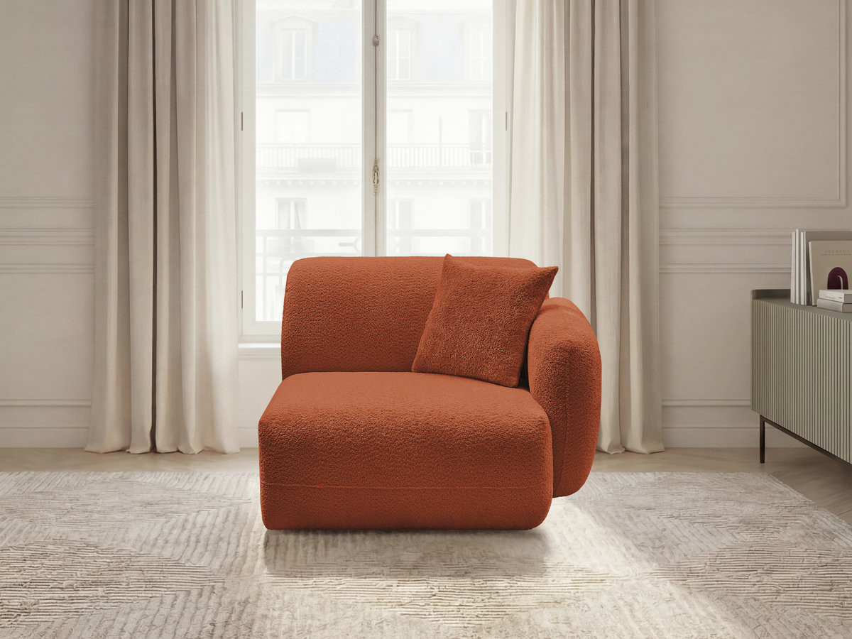 Chauffeuse 1 place avec accoudoir pour canapé modulable ANDA tissu chenille