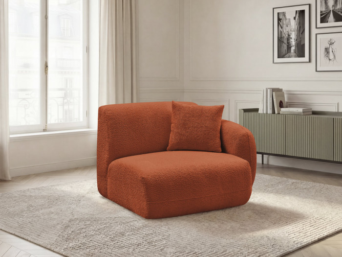 Chauffeuse 1 place avec accoudoir pour canapé modulable ANDA tissu chenille