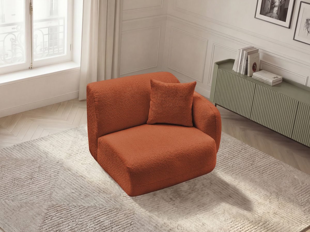 Chauffeuse 1 place avec accoudoir pour canapé modulable ANDA chenille orange — vue 5