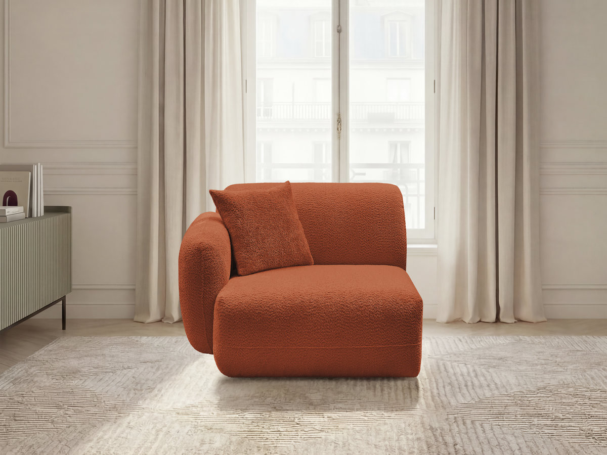 Chauffeuse 1 place avec accoudoir pour canapé modulable ANDA tissu chenille