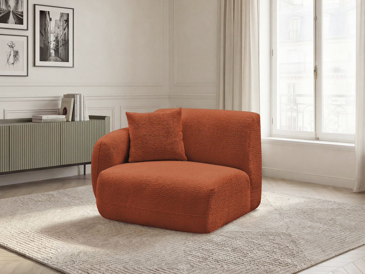 Chauffeuse 1 place avec accoudoir pour canapé modulable ANDA tissu chenille