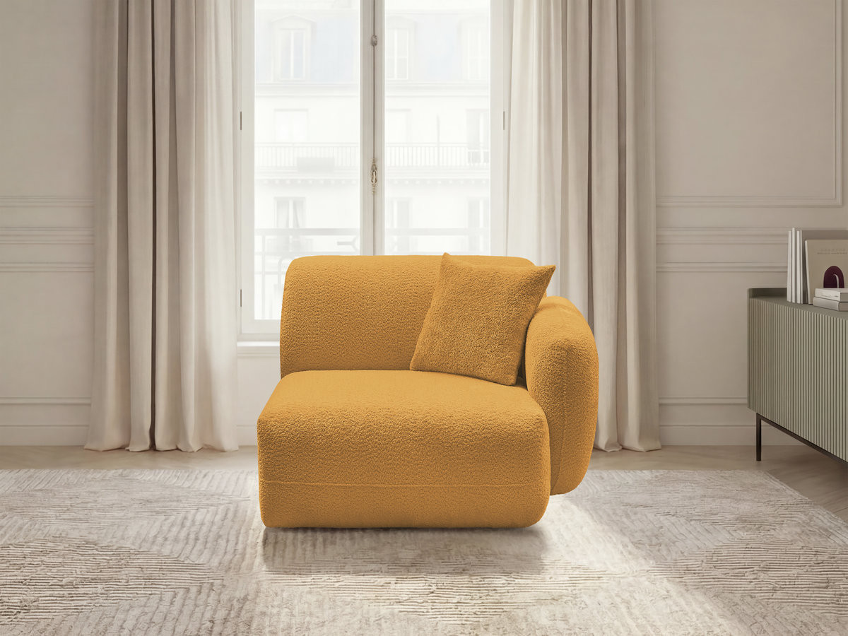 Chauffeuse 1 place avec accoudoir pour canapé modulable ANDA chenille jaune — vue 4