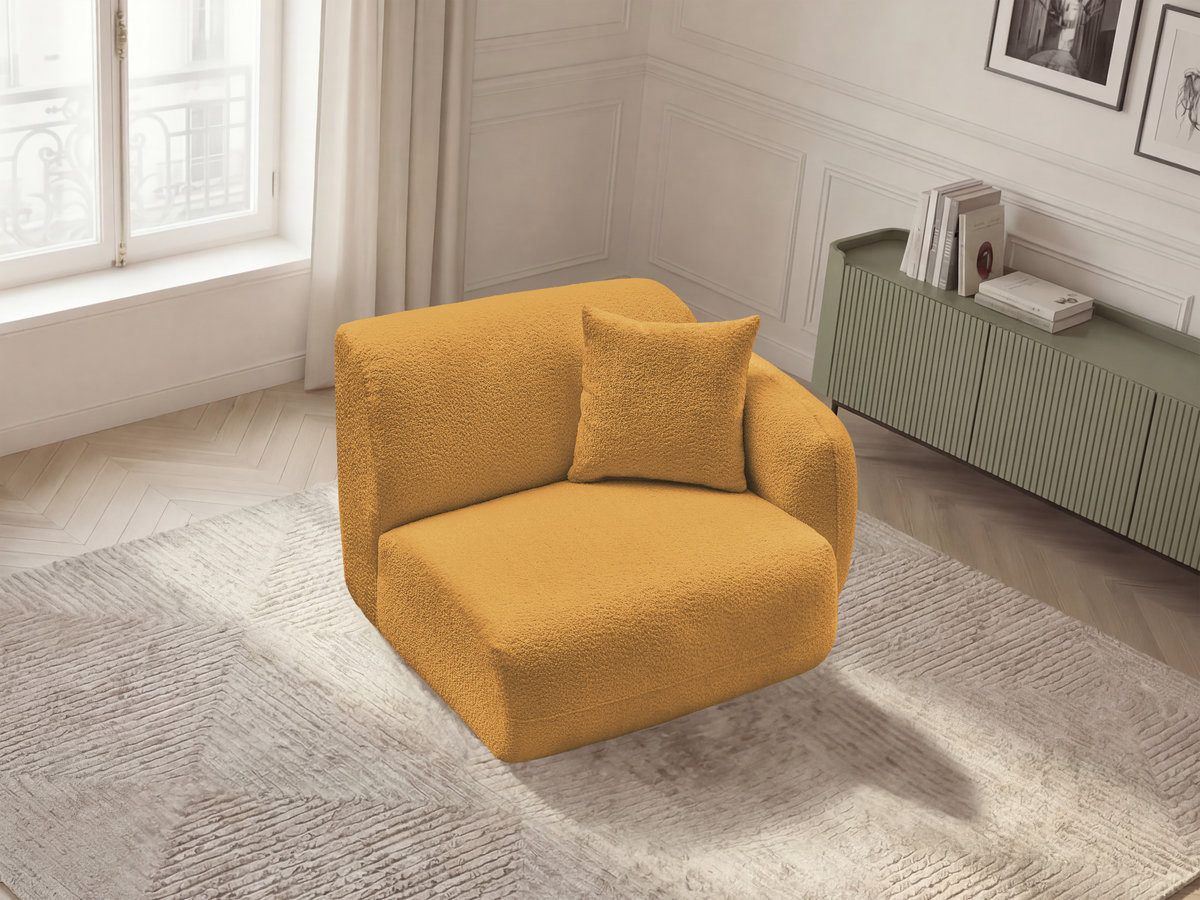 Chauffeuse 1 place avec accoudoir pour canapé modulable ANDA chenille jaune — vue 5