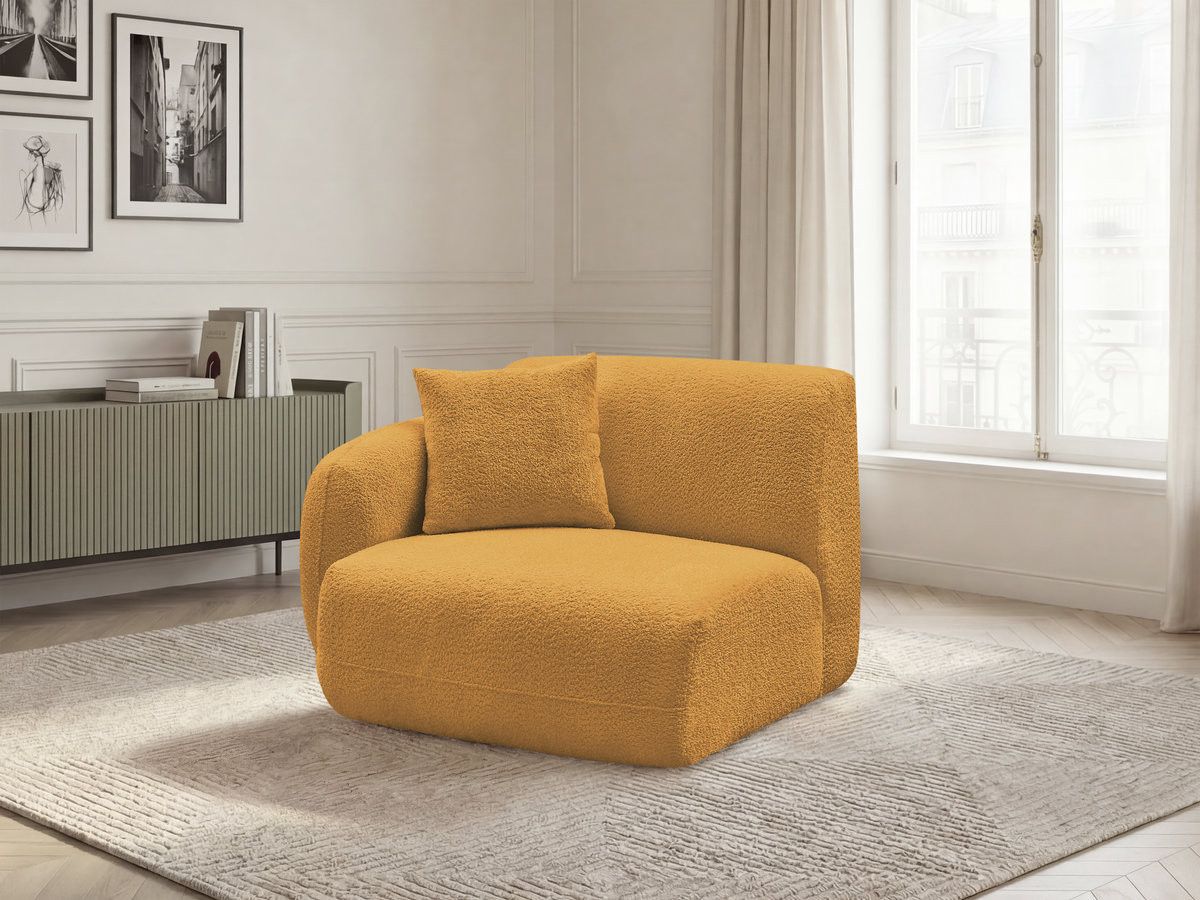Chauffeuse 1 place avec accoudoir pour canapé modulable ANDA tissu chenille jaune  angle gauche BOBOCHIC 1 places