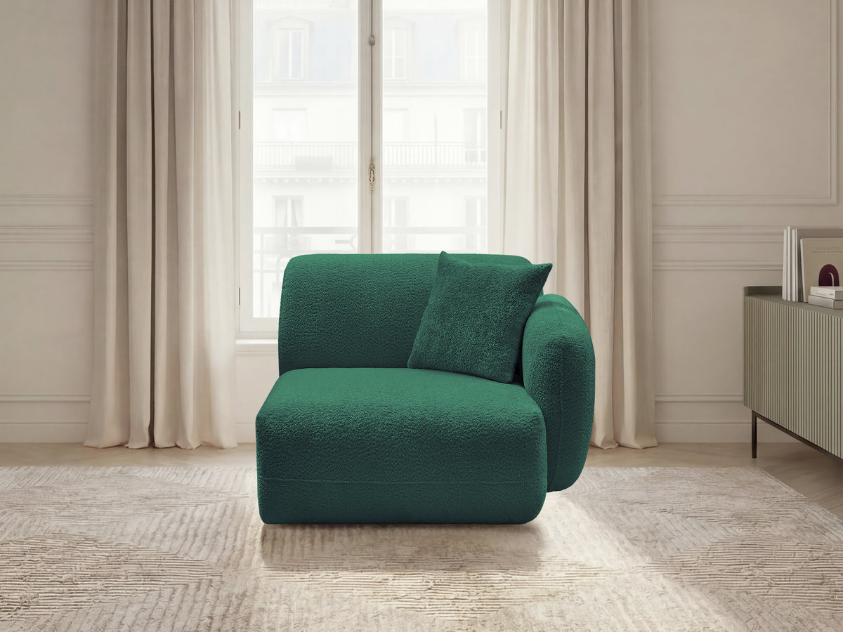 Chauffeuse 1 place avec accoudoir pour canapé modulable ANDA chenille vert foncé — vue 4