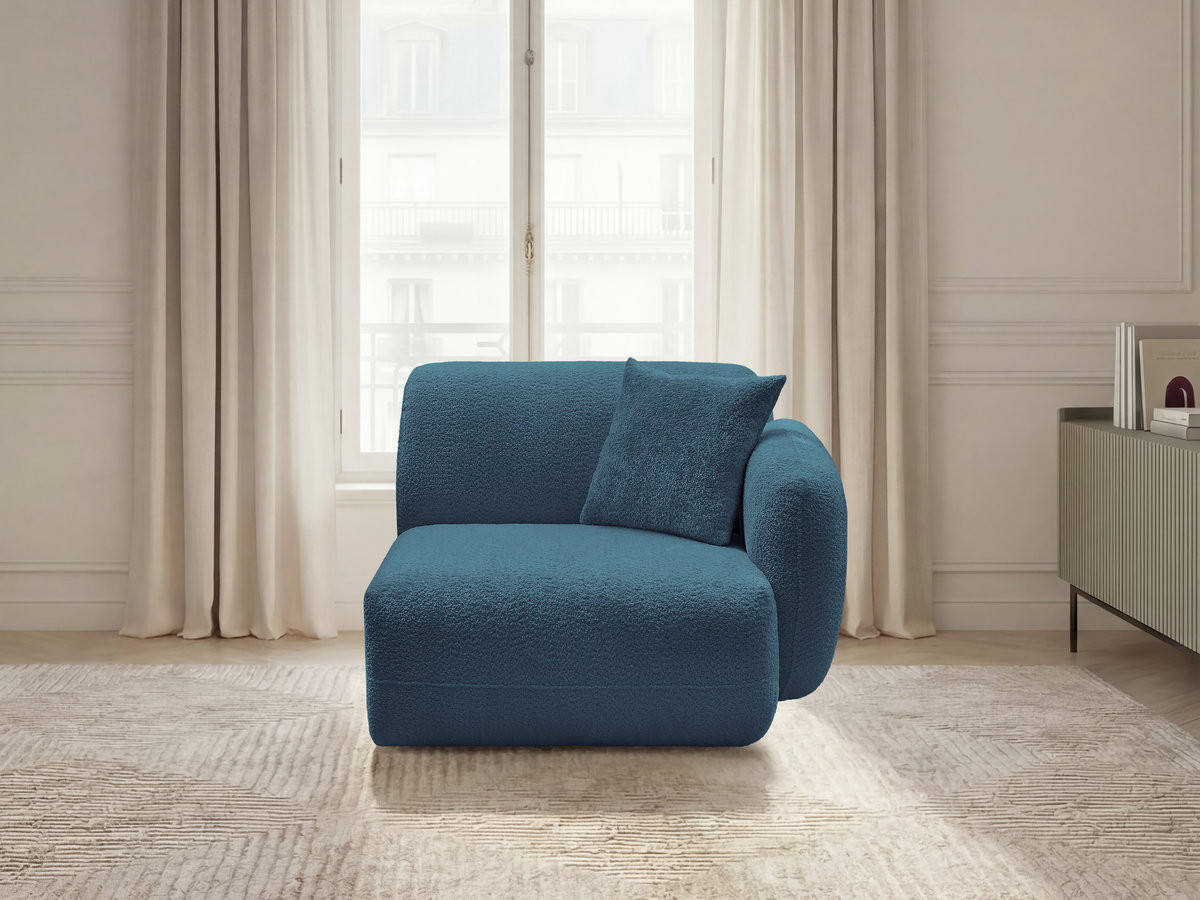 Chauffeuse 1 place avec accoudoir pour canapé modulable ANDA chenille bleu clair — vue 4