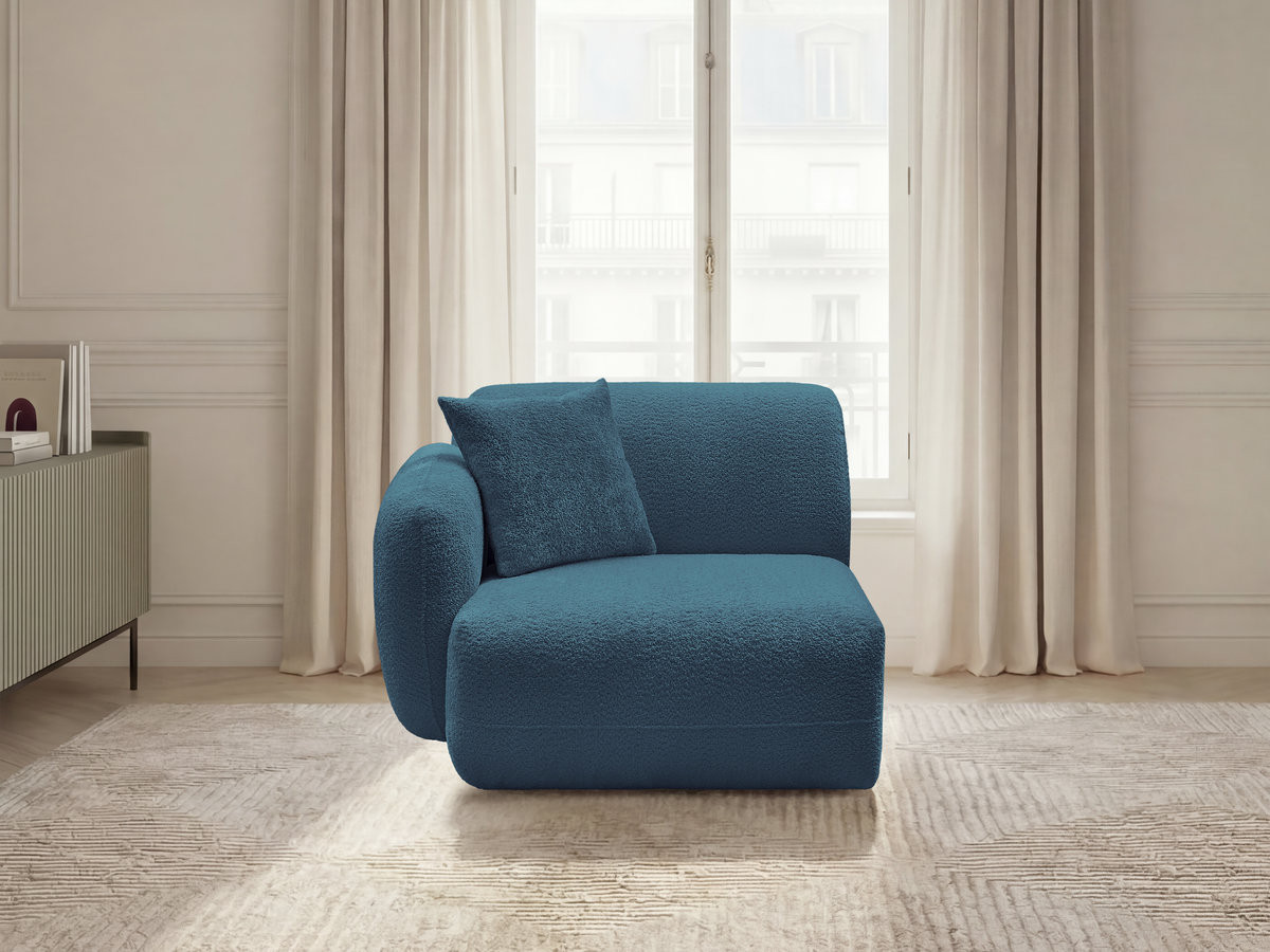 Chauffeuse 1 place avec accoudoir pour canapé modulable ANDA tissu chenille