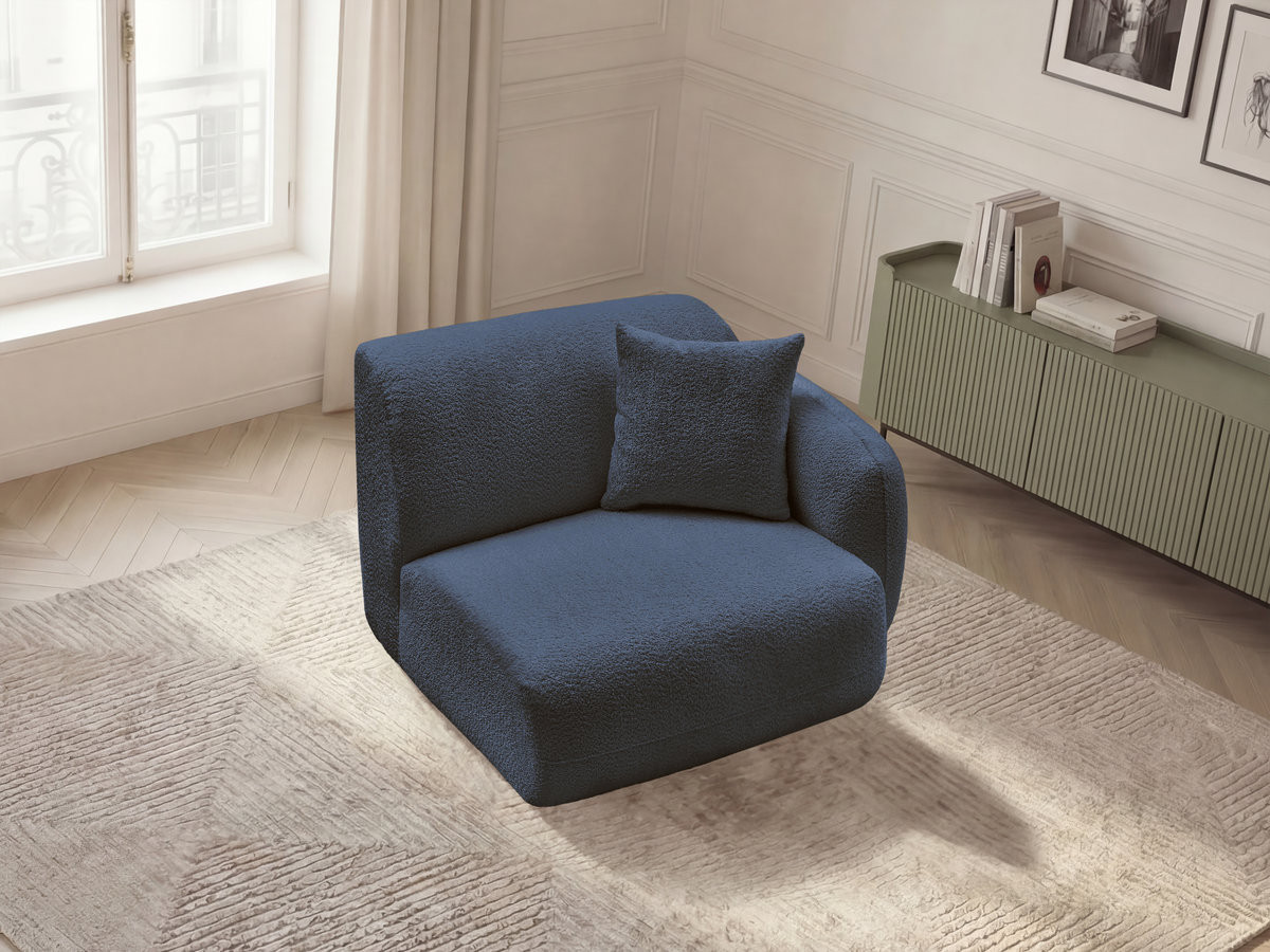 Chauffeuse 1 place avec accoudoir pour canapé modulable ANDA chenille bleu foncé — vue 5