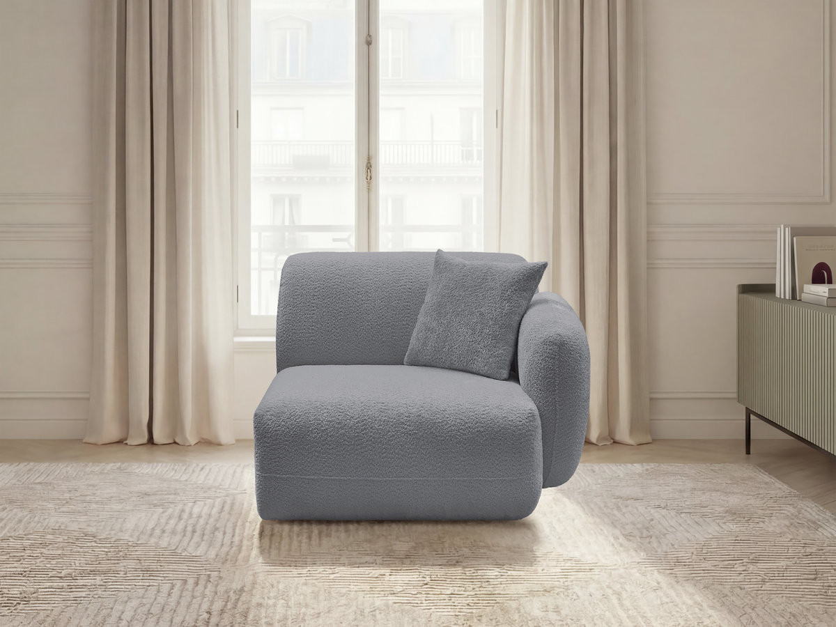 Chauffeuse 1 place avec accoudoir pour canapé modulable ANDA chenille gris — vue 4