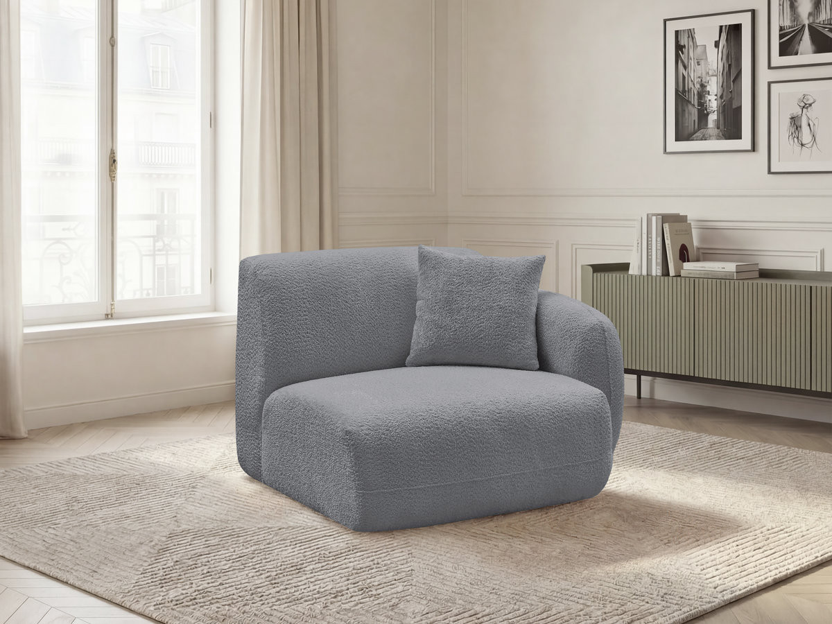 Chauffeuse 1 place avec accoudoir pour canapé modulable ANDA chenille gris