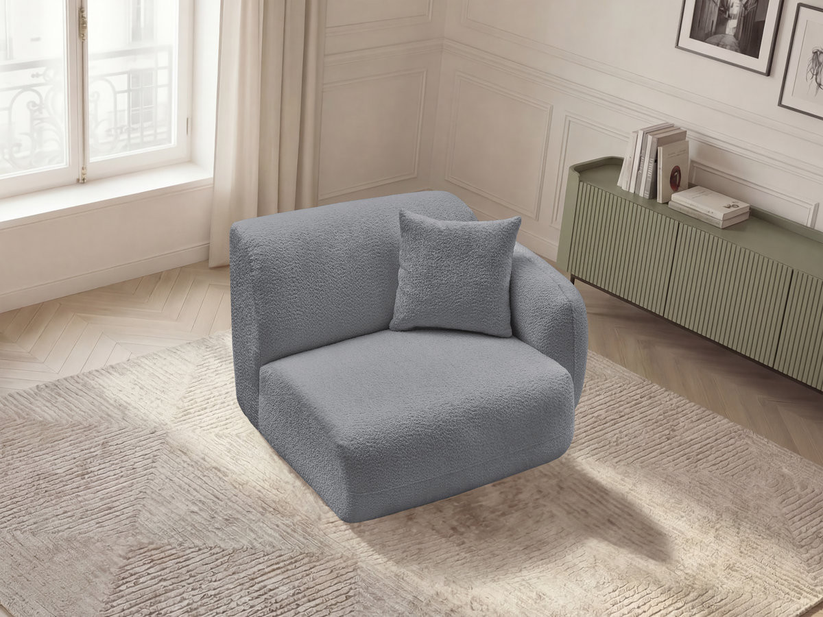 Chauffeuse 1 place avec accoudoir pour canapé modulable ANDA chenille gris — vue 5