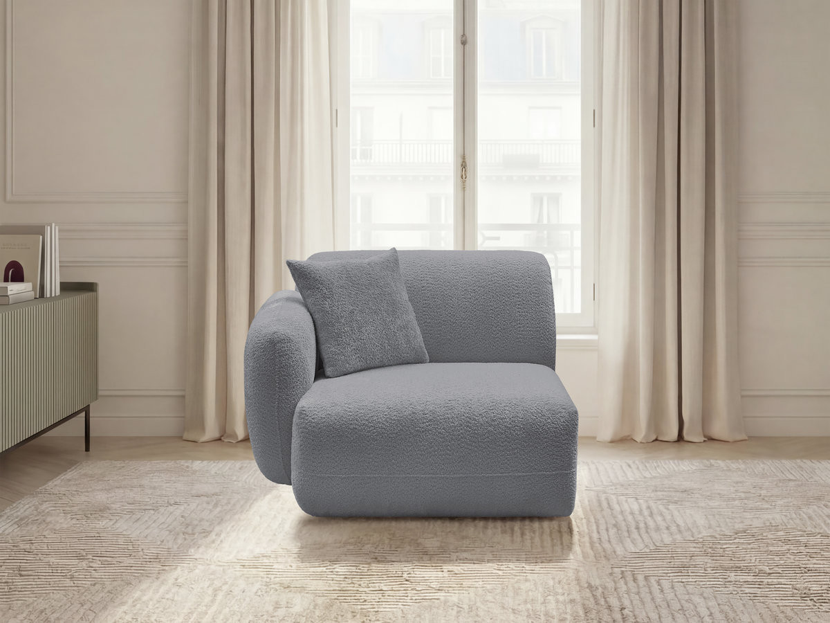 Chauffeuse 1 place avec accoudoir pour canapé modulable ANDA tissu chenille