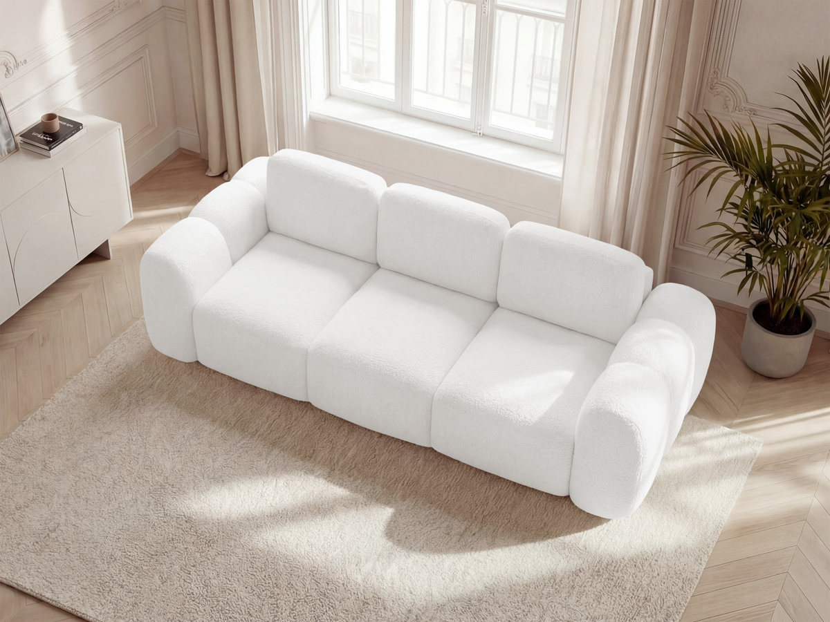 Canapé droit convertible coffre 3 places MONTAIGNE tissu bouclette