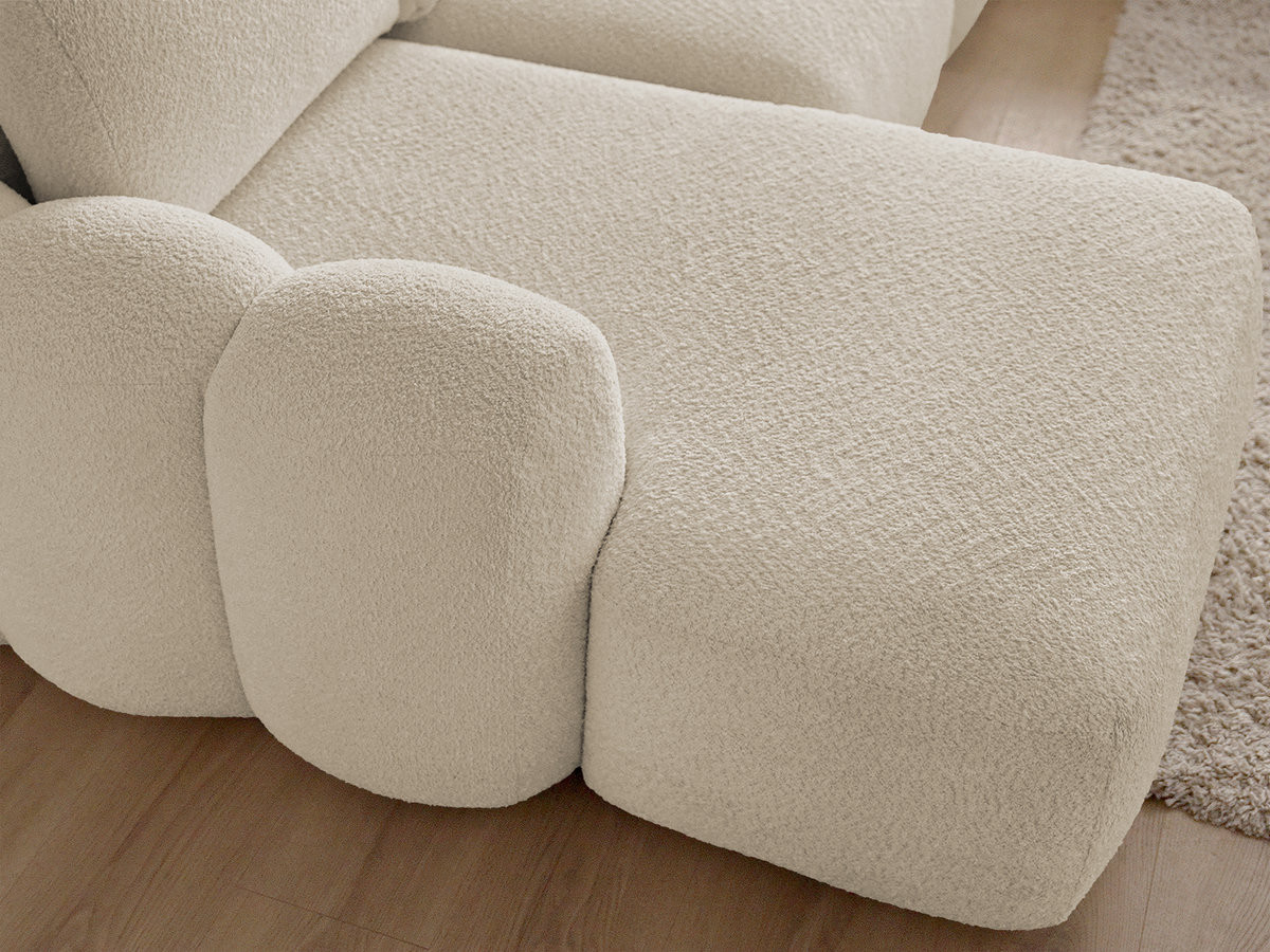 Canapé droit convertible coffre 3 places MONTAIGNE tissu bouclette