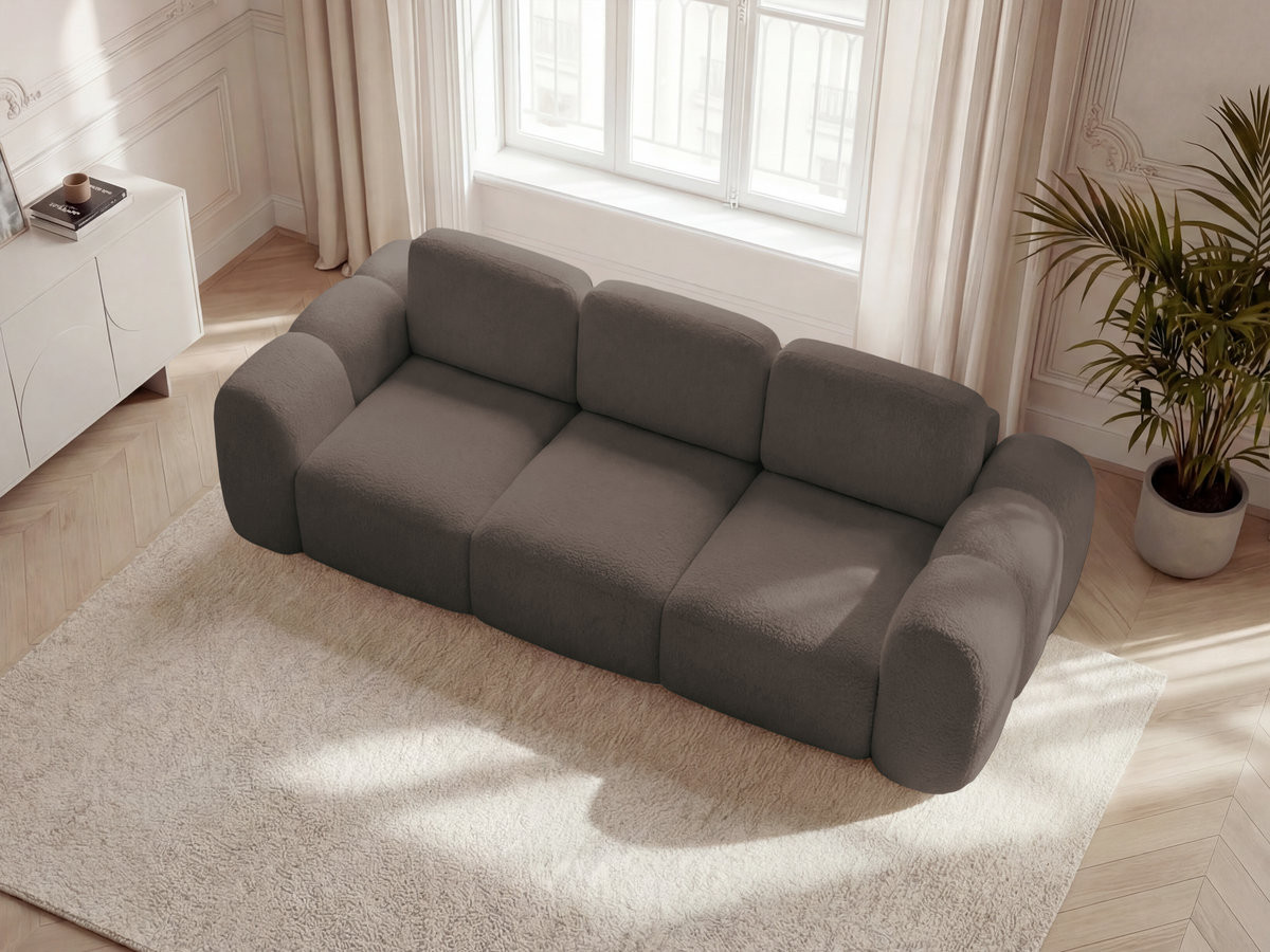 Canapé droit convertible coffre 3 places MONTAIGNE tissu bouclette