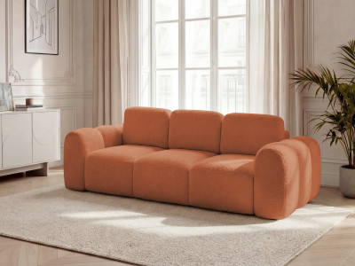 Canapé droit convertible coffre 3 places MONTAIGNE tissu bouclette
