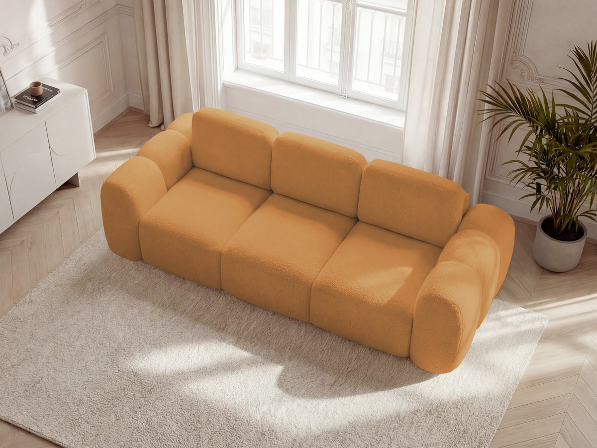 Canapé droit convertible coffre 3 places MONTAIGNE tissu bouclette