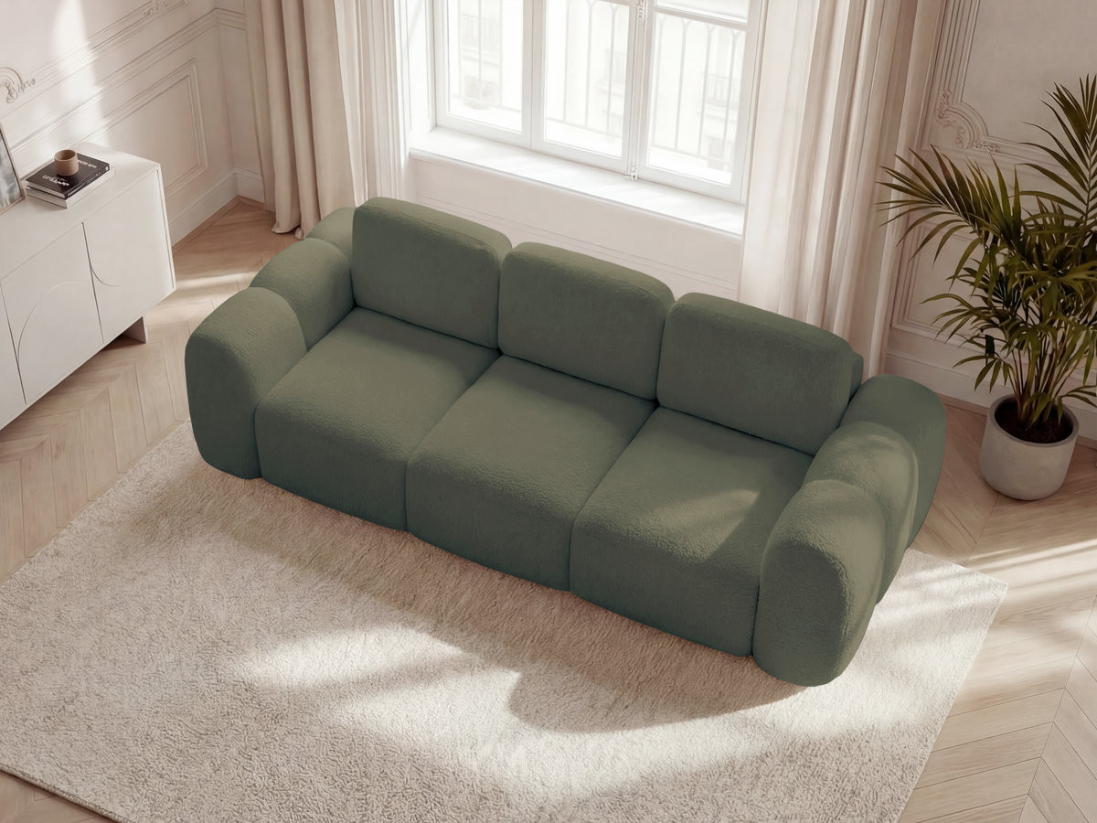 Canapé droit convertible coffre 3 places MONTAIGNE tissu bouclette