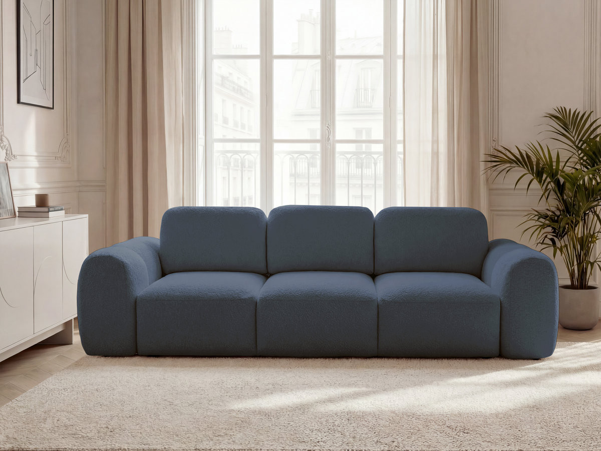 Canapé droit convertible coffre 3 places MONTAIGNE tissu bouclette