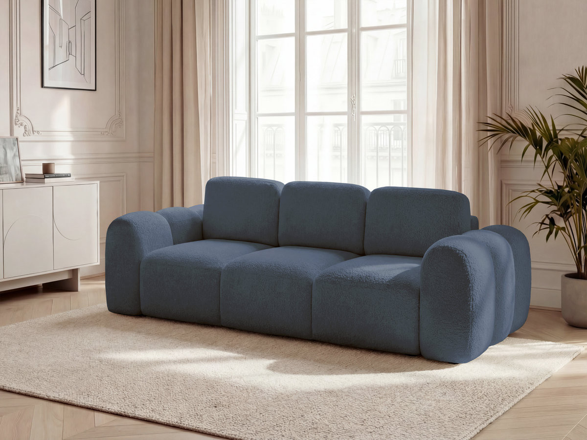 Canapé droit convertible coffre 3 places MONTAIGNE tissu bouclette