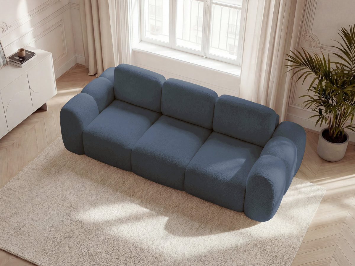 Canapé droit convertible coffre 3 places MONTAIGNE tissu bouclette