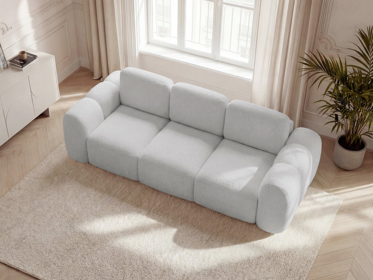 Canapé droit convertible coffre 3 places MONTAIGNE tissu bouclette