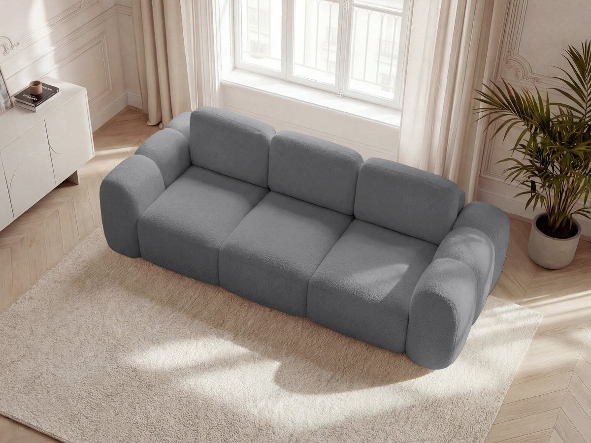 Canapé droit convertible coffre 3 places MONTAIGNE tissu bouclette