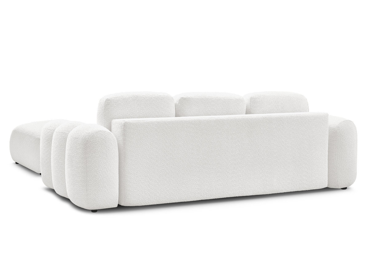 Canapé droit convertible coffre 3 places MONTAIGNE tissu bouclette avec pouf