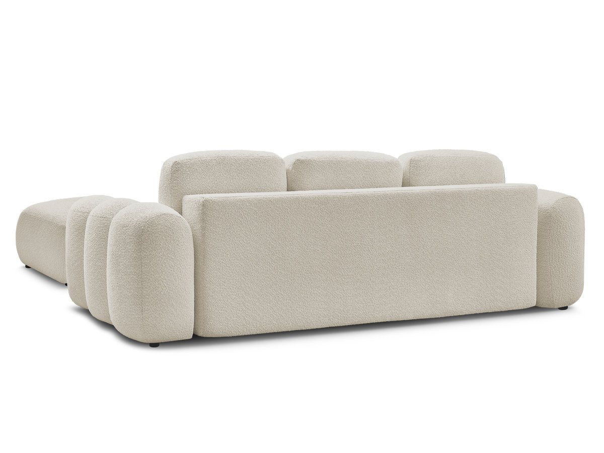 Canapé droit convertible coffre 3 places MONTAIGNE tissu bouclette avec pouf