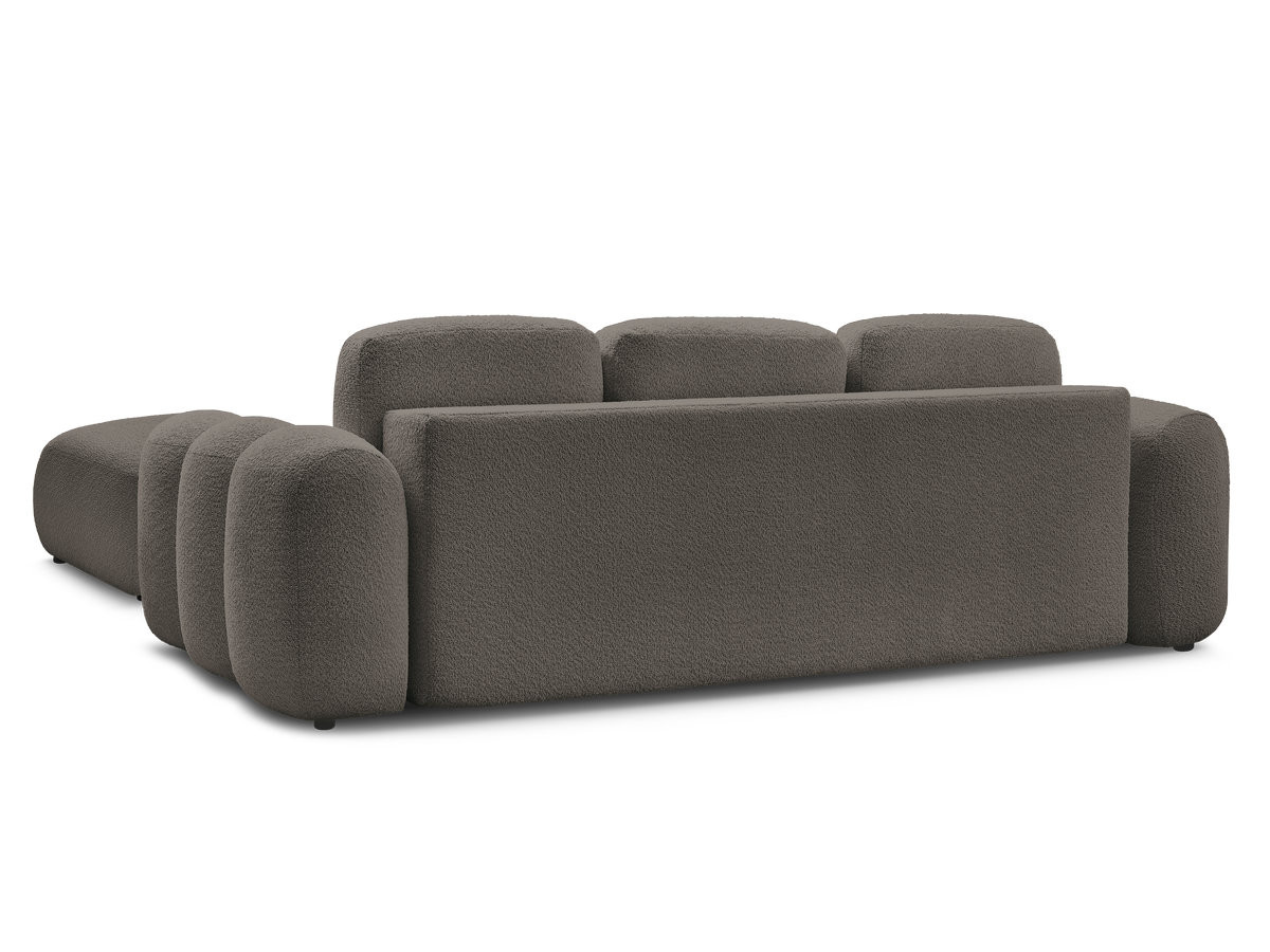 Canapé droit convertible coffre 3 places MONTAIGNE tissu bouclette avec pouf