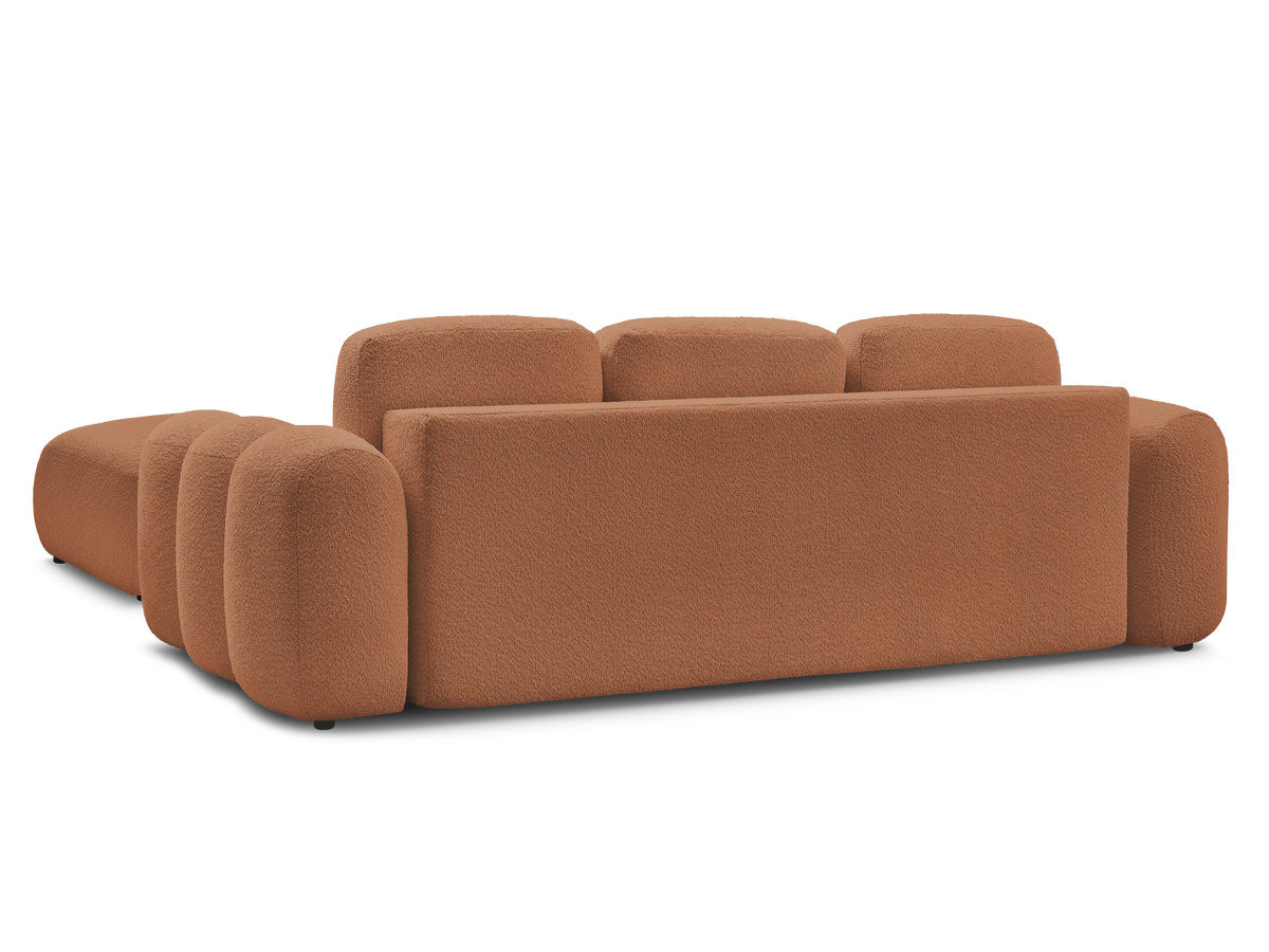 Canapé droit convertible coffre 3 places MONTAIGNE tissu bouclette avec pouf