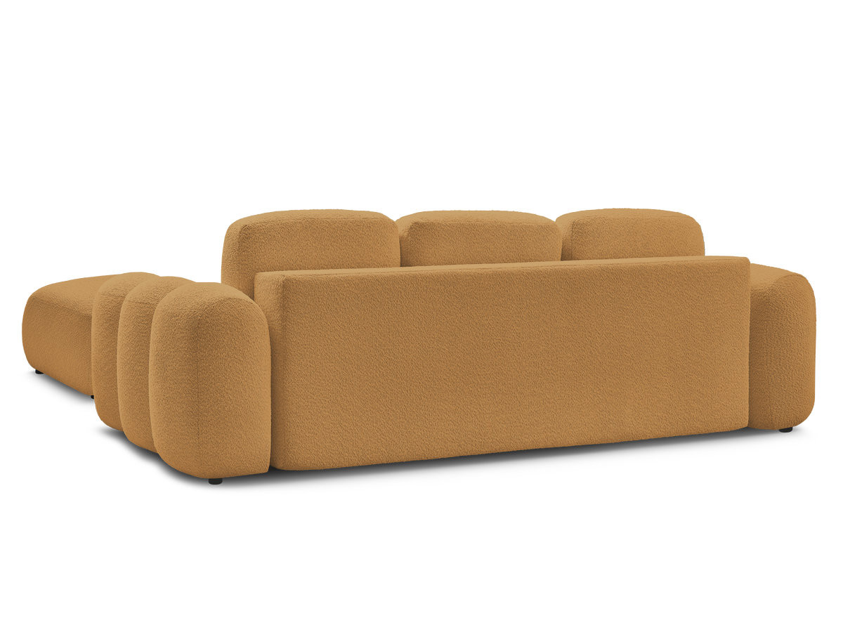 Canapé droit convertible coffre 3 places MONTAIGNE tissu bouclette avec pouf