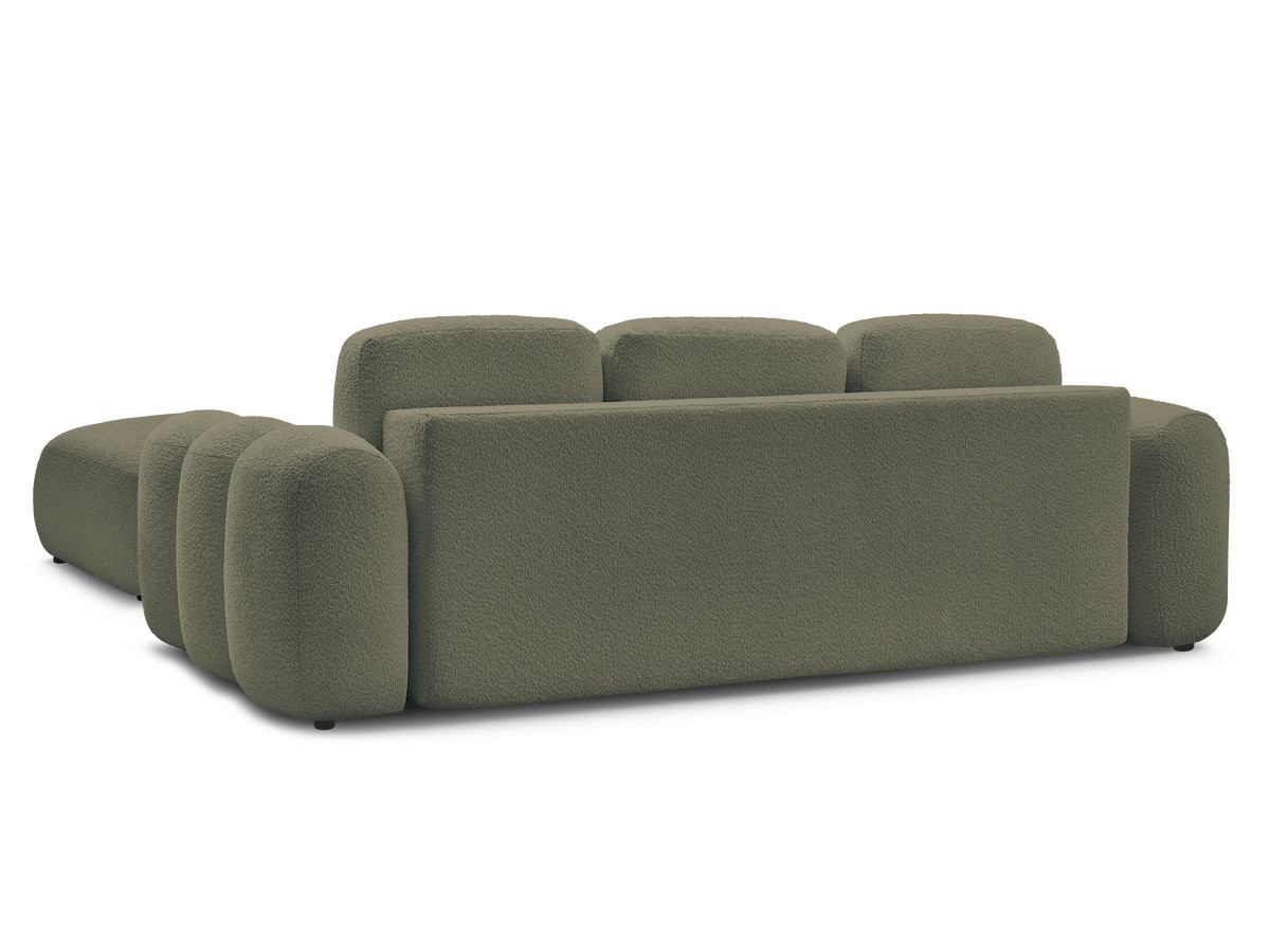 Canapé droit convertible coffre 3 places MONTAIGNE tissu bouclette avec pouf