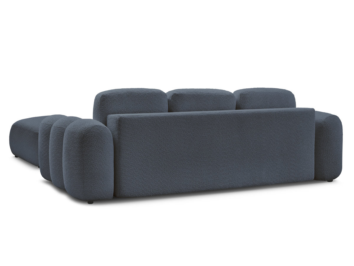 Canapé droit convertible coffre 3 places MONTAIGNE tissu bouclette avec pouf