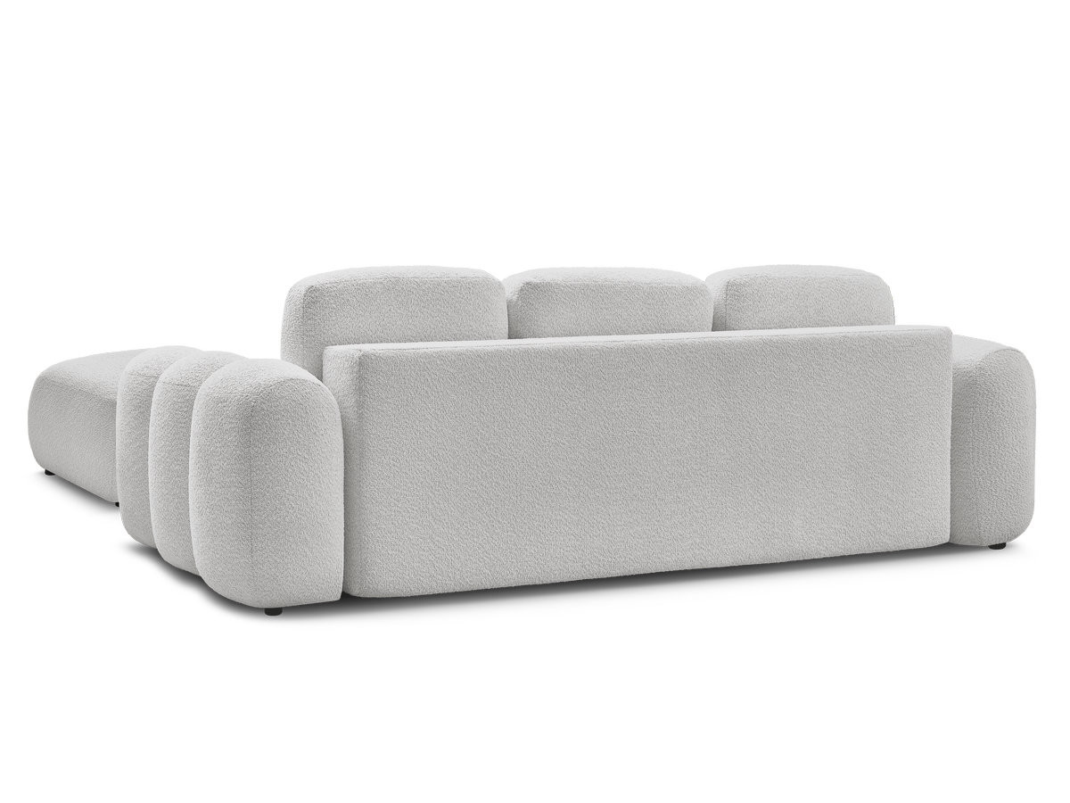 Canapé droit convertible coffre 3 places MONTAIGNE tissu bouclette avec pouf