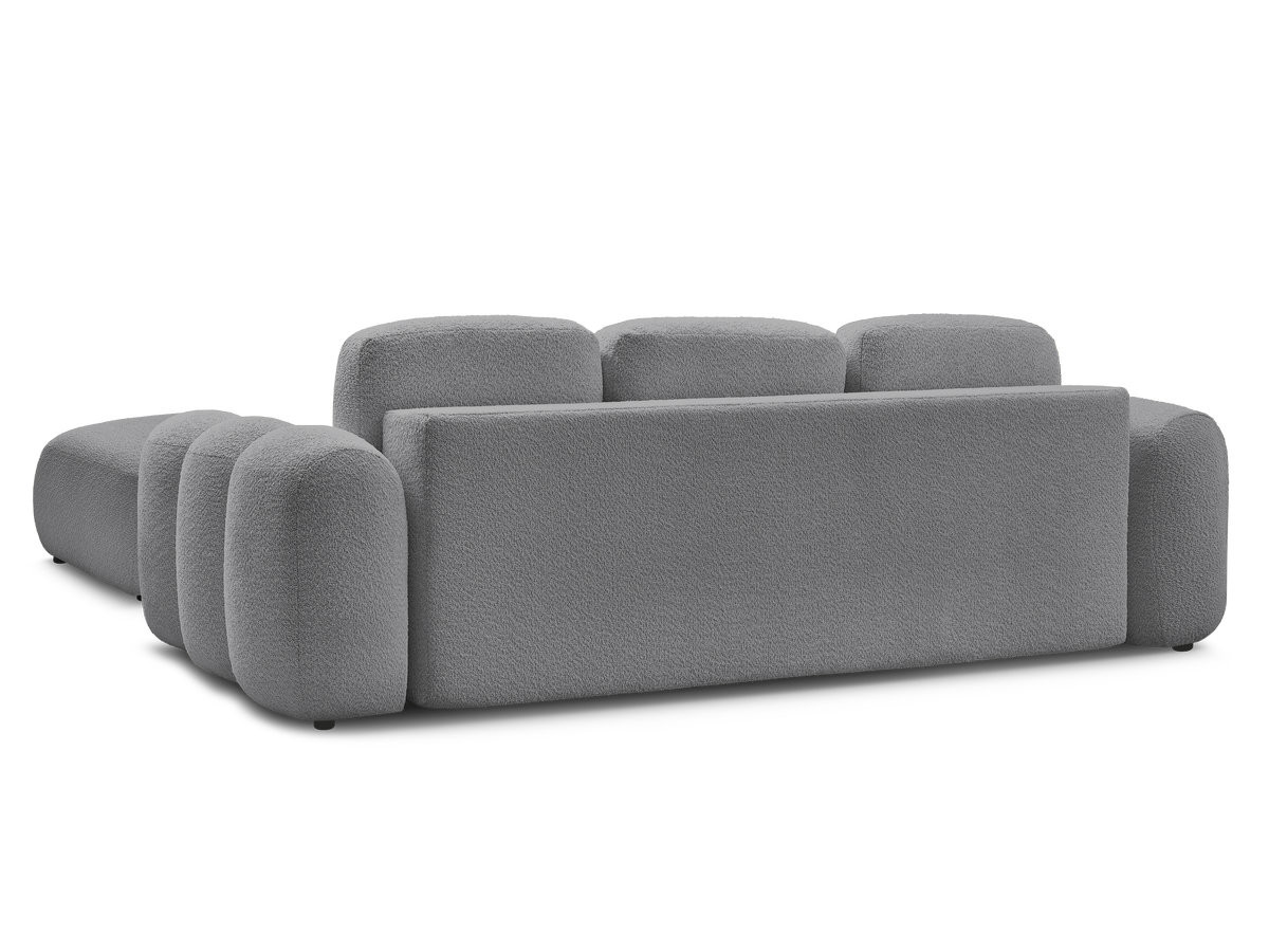 Canapé droit convertible coffre 3 places MONTAIGNE tissu bouclette avec pouf