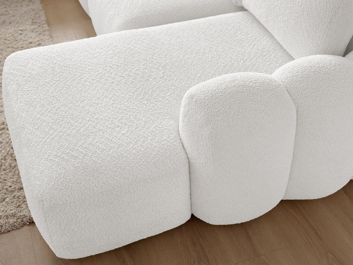 Canapé d'angle convertible coffre grande méridienne MONTAIGNE tissu bouclette