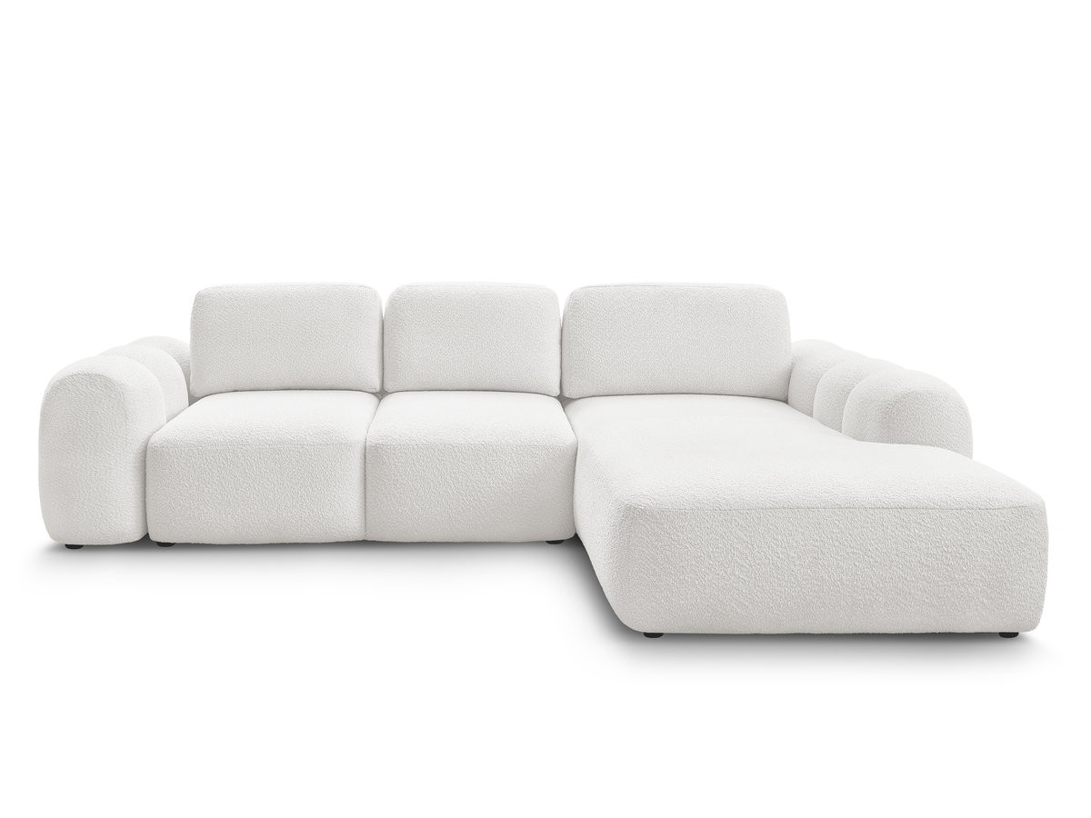 Canapé d'angle convertible coffre grande méridienne MONTAIGNE tissu bouclette