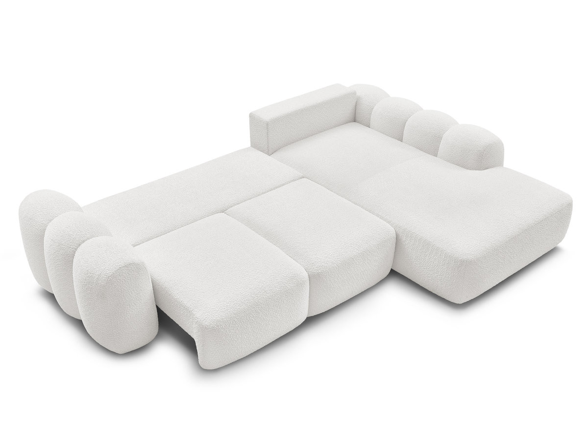 Canapé d'angle convertible coffre grande méridienne MONTAIGNE tissu bouclette