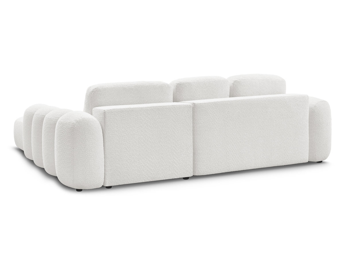 Canapé d'angle convertible coffre grande méridienne MONTAIGNE tissu bouclette