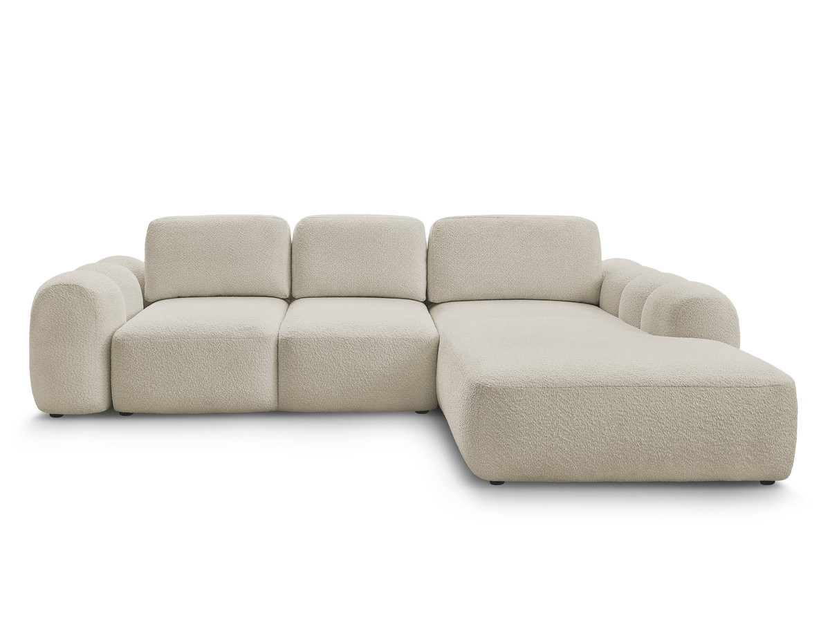 Canapé d'angle convertible coffre grande méridienne MONTAIGNE tissu bouclette