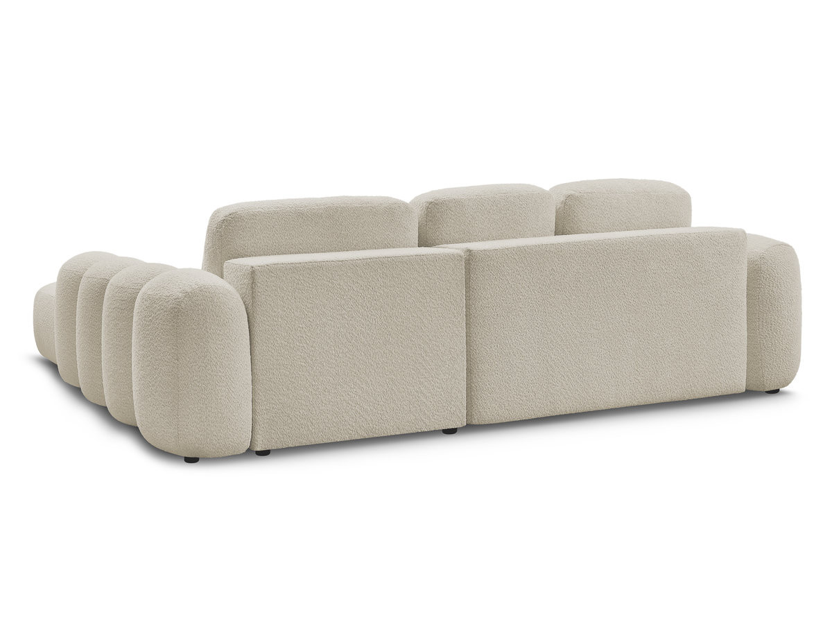 Canapé d'angle convertible coffre grande méridienne MONTAIGNE tissu bouclette