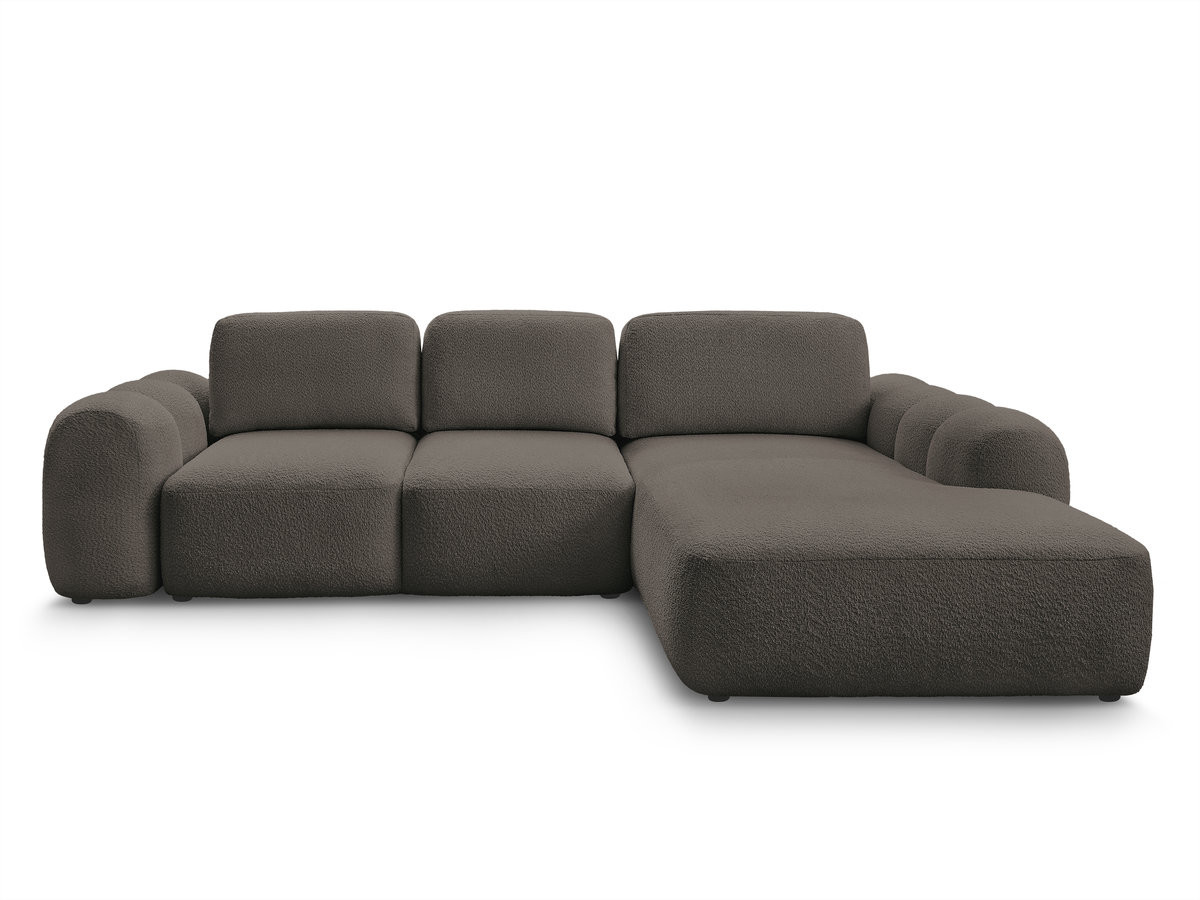 Canapé d'angle convertible coffre grande méridienne MONTAIGNE tissu bouclette