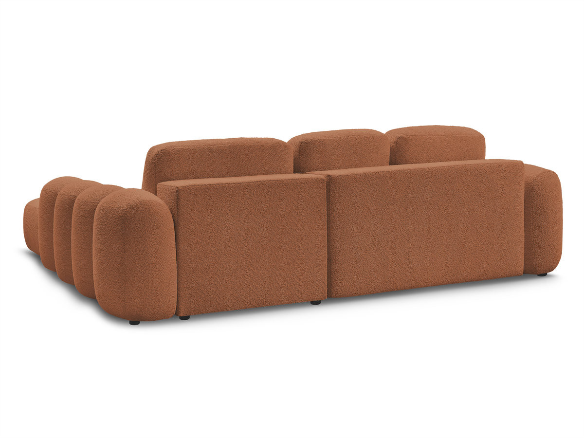 Canapé d'angle convertible coffre grande méridienne MONTAIGNE tissu bouclette